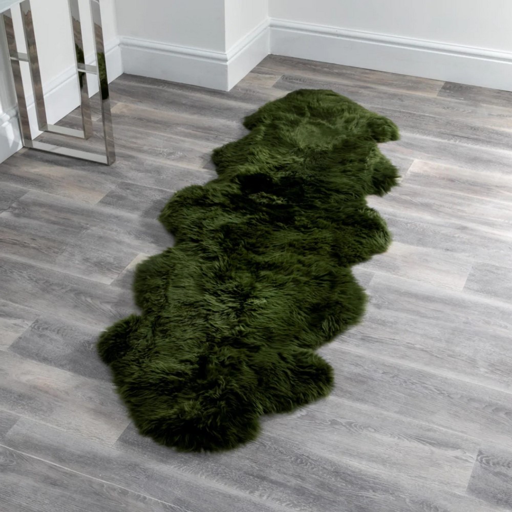 Loburn New Zealand Sheepskin Rug in Olive Green